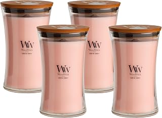 WoodWick Large Hourglass Candle Coastal Sunset Scent Crackles as it Burns Premium Soy Blend Wax 21oz Perfect for Gifting (Pack of 4)
