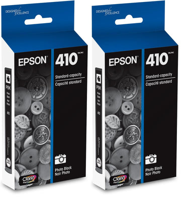 410 Claria Premium Ink Standard Capacity Photo Black Cartridge (-S) Works with Expression XP by Epson – Standard Capacity (2 Pack), Photo Black, Pack of 2, Model T410120