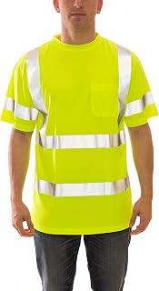 TINGLEY S75322 Job Sight Class 3 Short Sleeve T-Shirt, 5X | 2-inch silver reflective tape reflects light for 360-degree nighttime conspicuity, High-visibility T-Shirt, Fl Yellow-Green