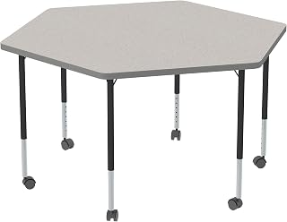 Learniture Structure Series Mobile Hex Collaborative Adjustable Height Table