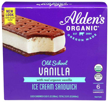 Aldens Organic Old School Vanilla Ice Cream Sandwich by Alden's – 3.65 Fl Oz
