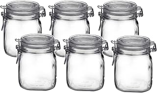 Bormioli Rocco Fido Clear Glass Jar with 85 mm Gasket.75 Liter (6 Pack), (Pack of 6), .75 Liter (Pack of 6)