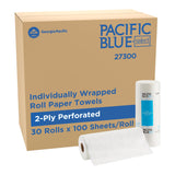 Pacific Blue Select 2-Ply Perforated Roll Paper Towels by Georgia-Pacific Pro – 30 Rolls (100 Sheets each), Paper, White, Pack of 30, Model 27300