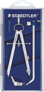 STAEDTLER Mars Comfort, Professional Drafting, Drawing Compass with Extension Arm, Draws Circles up to 19.5 Inch Diameter, Spring Bow Compass with Center Adjuster Wheel, 551 02