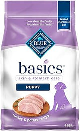 Blue Buffalo Basics Turkey Puppy Skin & Stomach Care Dry Dog Food, 4 lb