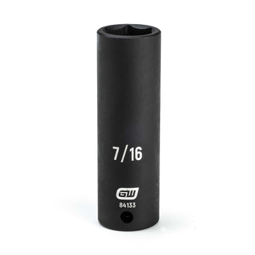1/4" Drive 6 Point Deep Impact SAE Socket 7/16" by GEARWRENCH – One Size, Alloy Steel, Manganese Phosphate, Model 84133
