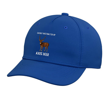 Chital Easily Distracted by Axis Deer Adjustable Printed Baseball Hat by Chital Axis Deer Lovers Shop – Cotton, Royal Blue