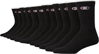 Champion Men's Crew Socks Pack, Double Dry Performance, Gym Socks, Moisture Wicking, 8-pack
