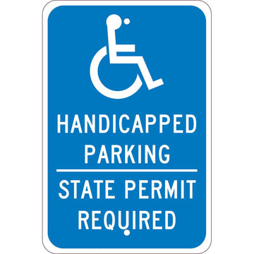 12X18".08 EGP REF Alum TX Handicap PERM REQ Sign by National Marker – 12 x 18 inches, Aluminum, Blue, Model TMS337J