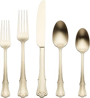 Oneida James Street Champagne Satin 20-Piece Silverware Set for 4, Flatware | champagne, dishwasher safe | includes knives, forks, and spoons | heavy duty, cutlery set, utensil set