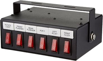 Buyers Products 6391106, 6 Function Backlit Pre-Wired Switch Box with Fused Relay and Circuit Breaker for Truck Accessories, Under-Dash Mount Control Box, Aluminum Housing