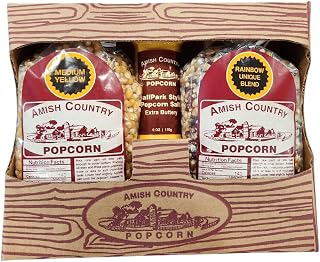 Amish Country Popcorn 2-2lb Bag Gift Set - Medium Yellow and Rainbow with Ballpark Buttersalt | Old Fashioned, Non-GMO and Gluten Free