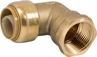 SharkBite 3/4 Inch x 3/4 Inch 90 Degree Female Adapter Elbow, Push to Connect Brass Plumbing Fitting, PEX Pipe, Copper, CPVC, PE-RT, HDPE, U314LFA