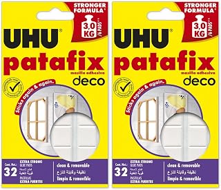 UHU Patafix Deco Reusable Glue Pad, Pack of 2, Total 64 Pads