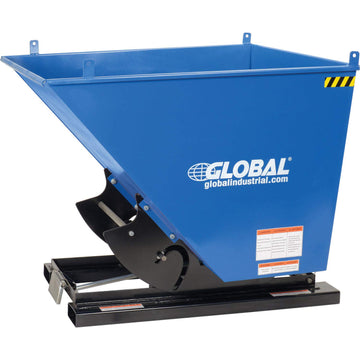 3 Cubic Yard Self-Dumping Forklift Hopper by Global Industrial – 68.5"L x 81.19"W x 51.63"H, 3.0 cubic_yards, Alloy Steel, Blue & Black, Model 989026