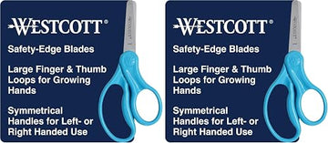 Westcott 15968 Right- and Left-Handed Scissors,Classic Kids' Scissors,Back to School,Classroom Supplies,Ages 4-8,5-Inch Blunt Tip,Neon Blue,(Pack of 2)