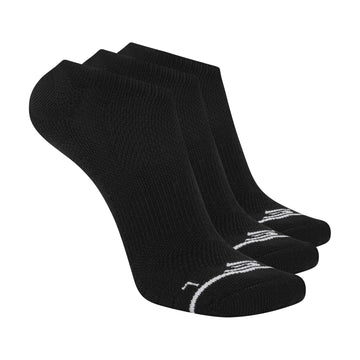 Men's 3-Pack Performance Pickleball No Show Socks by Skechers – Polyester Blend, Black, Model S118146HP