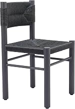 Zuo Iska Dining Chair (Set of 2) Black, Modern Style, Weather Resistant Faux Wood Aluminum Frame with Synthetic Rattan Weave, Aluminum, Outdoor Dining, 17.7" W x 19.9" D x 31.5" H, Non-Stackable
