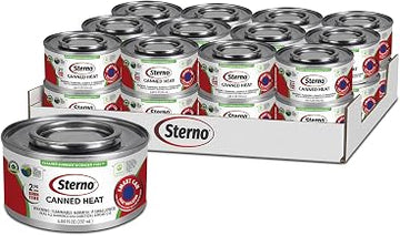 Sterno Canned Heat Ethanol Gel Fuel, 2-Hour Burn, 24 Pack | Smart can indicator changes color when too hot to handle, UL 2997 validated, indoor/outdoor