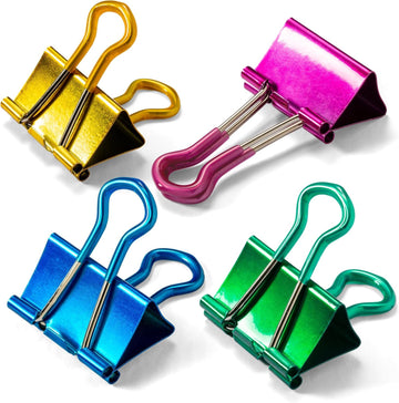 Easy Grip Medium Binder Clips by Officemate – Medium, Alloy Steel, Assorted Metallic Colors, Model 31054