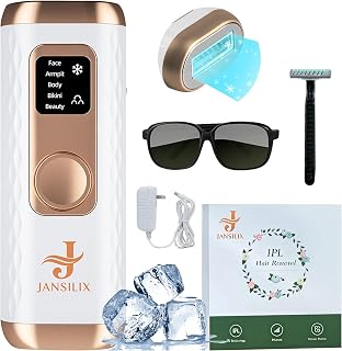IPL Laser Hair Removal Device- Permanent Facial, Face, Chin, Upper Lip, Legs, Bikini Line, Pubic & Private Area Hair Remover for Women & Men, High Power Laser Device (White)