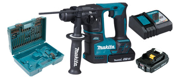 Cordless Hammer Drill for SDS-Plus 18 V / 2.0 Ah by Makita – Metal Plastic, Petrol/Black, Model DHR171RAX3