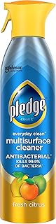 Pledge Antibacterial Multisurface Cleaner Spray, Wood Furniture, Stainless Steel, and Electronics Cleaner, Sanitizes as Cleans, Remove Dust and Messes - Fresh Citrus Scent, 9.7oz
