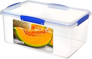 Sistema KLIP IT Food Storage Container | 9.6 L | Stackable & Airtight Fridge/Freezer Food Box with Lid | BPA-Free Plastic | Blue Clips | 1 Count