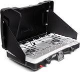 Coleman Triton+ 2-Burner Propane Camping Stove with InstaStart Ignition, Portable Camping Cooktop with 2 Adjustable Burners & Wind Guards, 22,000 BTUs of Power for Camping, Tailgating, Grilling