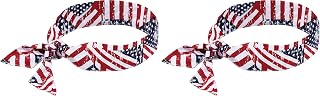 Ergodyne Chill Its 6700 Cooling Bandana, Lime, Evaporative Polymer Crystals For Cooling Relief, Tie For Adjustable Fit,Red, White, Blue (Pack of 2)