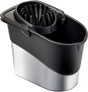 TATAY Spider Mop Bucket, BPA Free, Pressure Wringer, Splash-Free Design | PP Material | Made in Spain | Practical Carrying Design, Steel Grey | Home Cleaning Container | Easy Routine Care