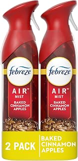 Febreze Air Mist Air Freshener Spray, Odor-Fighting Room Spray, Air Fresheners for Home and Bathroom and Kitchen, Aerosol Can, Baked Cinnamon Apples Scent, 8.8oz, 2 Count
