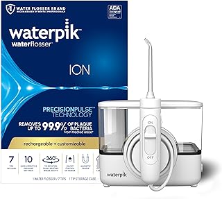 Waterpik ION Rechargeable Water Flosser with 10 Settings, 7 Tips, White