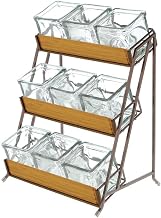 HUBERT Condiment Holder 3-Tier Espresso Metal Condiment Holder with 9 Glass Inserts - 13" L x 9 1/2" W x 17 1/2" H