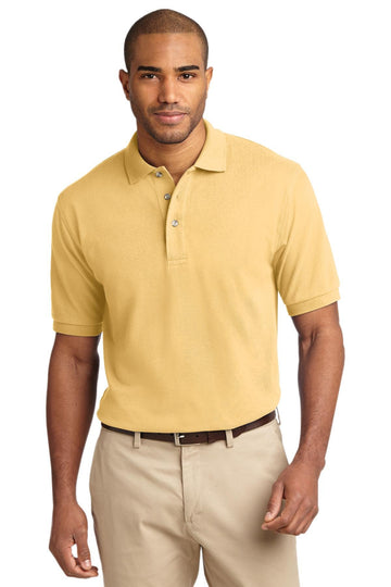 Men's Pique Knit Polo XS Yellow by Port Authority – X-Small, Cotton, Yellow, Model SNM-92391