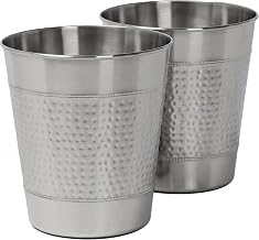 happimess Riley 2 Gal Hammered Steel Bin 10" H, Brushed Steel, Set of 2