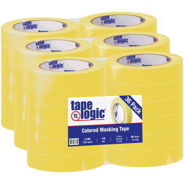 (36 Pack General Purpose Colored Masking Tape by Tape Logic – 1 Inch x 60 yds. (Pack of 36), Yellow, Model TLT935003Y