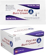 Dynarex First Aid Burn Cream - Burn Ointment For Minor Cuts, Wounds, Burns - Single Dose Water-Based Formula with Benzalkonium Chloride - For Medical & Home Care - 0.9g Packets, Box of 144