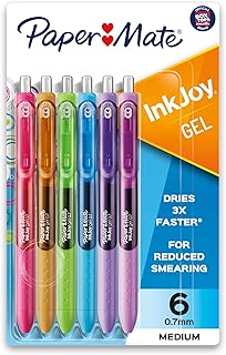 Paper Mate InkJoy Gel Pens, Medium Point, 0.7 mm, Assorted Fashion Colors, Pack of 6 Pens