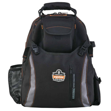 Arsenal 5843 Tool Backpack Dual Compartments by Ergodyne – Standard, Polyester, Black, Model 13743