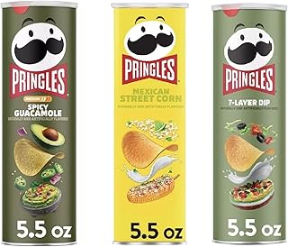 Pringles Potato Chips Trio Variety Set 5.5oz - 3 cans (Spicy Guacamole, Mexican Street Corn, 7-Layer Dip)