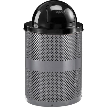36 Gallon Thermoplastic Coated Perforated Receptacle w/Dome Lid by Global Industrial – Steel, Gray, Model 261949GY