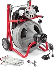 RIDGID 26998 Model K-400 Drain Cleaning 120-Volt Drum Machine Kit with C-45IW 1/2" x 75' Cable, White, Black, Red