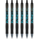 G2 Premium Gel Roller Pens by PILOT – 1 Count (Pack of 6), Plastic, Black With Teal/Cyan Floral Design, Model G2-07