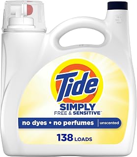 Tide Simply Liquid Laundry Detergent, Free & Sensitive, 138 Loads, 173 fl oz