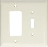 Legrand Pass & Seymour TPJ126W Trademaster Jumbo Oversized Unbreakable Nylon Wall Plate, 2 Gang, Combination One Toggle and One Decorator Rocker GFCI Cover, White (1 Count)