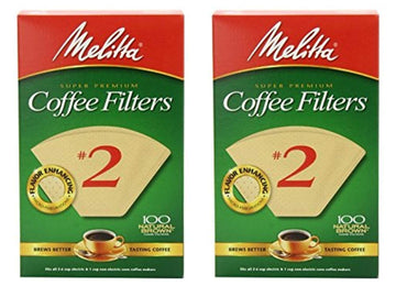 Cone Coffee Filter #2 - Natural Brown 100 Count (4 Pack) by Melitta – Model Melitta-ConeCoffeeFilter2-100ct-4pk