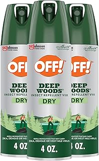 OFF! Deep Woods Dry Bug Spray Insect Repellent VIII Long Lasting Outdoor Protection from Mosquitoes and Ticks 4 Ounce (Pack of 3)