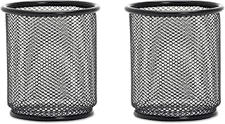 Lorell LLR84149 Mesh Wire Pencil Cup Holder, Black (2)