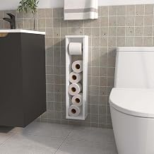 HomeStock Toilet Paper Holder Stand - Freestanding Bathroom Tissue Roll Dispenser - White
